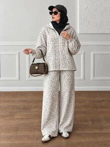 Solavon Women's Leopard Print Hooded Top And Pants Casual Daily 2 Pieces Set - Multicolor - View 4