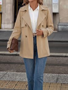 Editum Women's Street Fashion Button Long Sleeve Jacket Winter Outfit For Women - Khaki - View 5