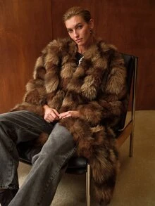MOTF PREMIUM WOMEN'S FASHION VERSATILE WINTER FAUX FUR COAT - Camel - View 1