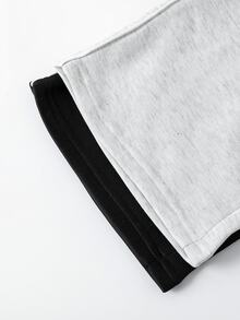 SHEIN 2件組 Vacaura 男款極簡休閒時尚運動黑色與灰色抓絨直筒運動長褲，適合春、秋、冬季節 - 彩色 - 查看 5