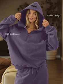 GLOWMODE Heavyweight Fleece Oversized Sweatshirt Jacket Thick Thermal Warm Winter - Purple - View 4