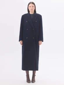 KÆRIA Hus Double-Breasted Maxi Coat - Heavyweight Heritage Coating - Navy - Winter Layering, Capsule Wardrobe - Black - View 5