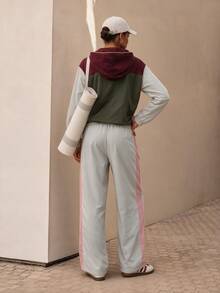 Zivah Women's Colorblock Hooded Jacket And Pants Casual Daily Sports Set - Multicolor - View 9