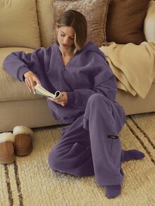GLOWMODE Heavyweight Fleece Oversized Sweatshirt Jacket Thick Thermal Warm Winter - Purple - View 6