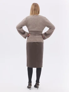 KÆRIA Hus Áo cardigan tôn dáng eo - Len dệt cao cấp hoàn thiện sạch - Màu xám taupe muối tiêu - Tay áo kén, mặc lớp mùa đông - Xám - Xem 2