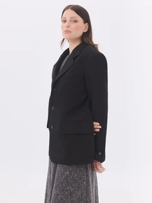 KÆRIA Hus Relaxed Single-Breasted Suit Blazer - Refined Tailoring - Black - Lined, Winter Layering, Workwear - Black - View 3