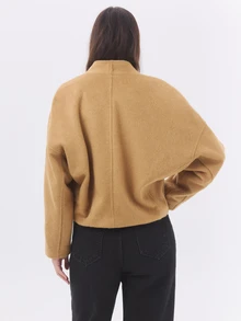 KÆRIA Hus Áo khoác dáng lửng tay kén - Lớp phủ len pha cao cấp chải mịn - Màu lạc đà - Lớp mặc ấm mùa đông - Màu vàng - Xem 2