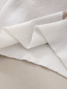 Bộ áo len tay dài trang trí nơ jacquard và chân váy xếp ly dệt kim cho bé gái tuổi teen - Màu Khaki - Xem 9