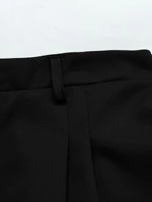 GlowEve CURVE طقم نسائي مقاس كبير من قطعتين: جاكيت بياقة بليزر وأكمام طويلة وخصر مكشكش + بنطال كاجوال، إطلالة أنيقة للعمل والتنقل لفصلي الربيع والخريف والشتاء - متعدد الألوان - مشاهدة 4