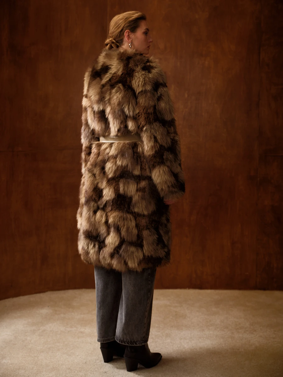 MOTF PREMIUM WOMEN'S FASHION VERSATILE WINTER FAUX FUR COAT - Camel - View 2