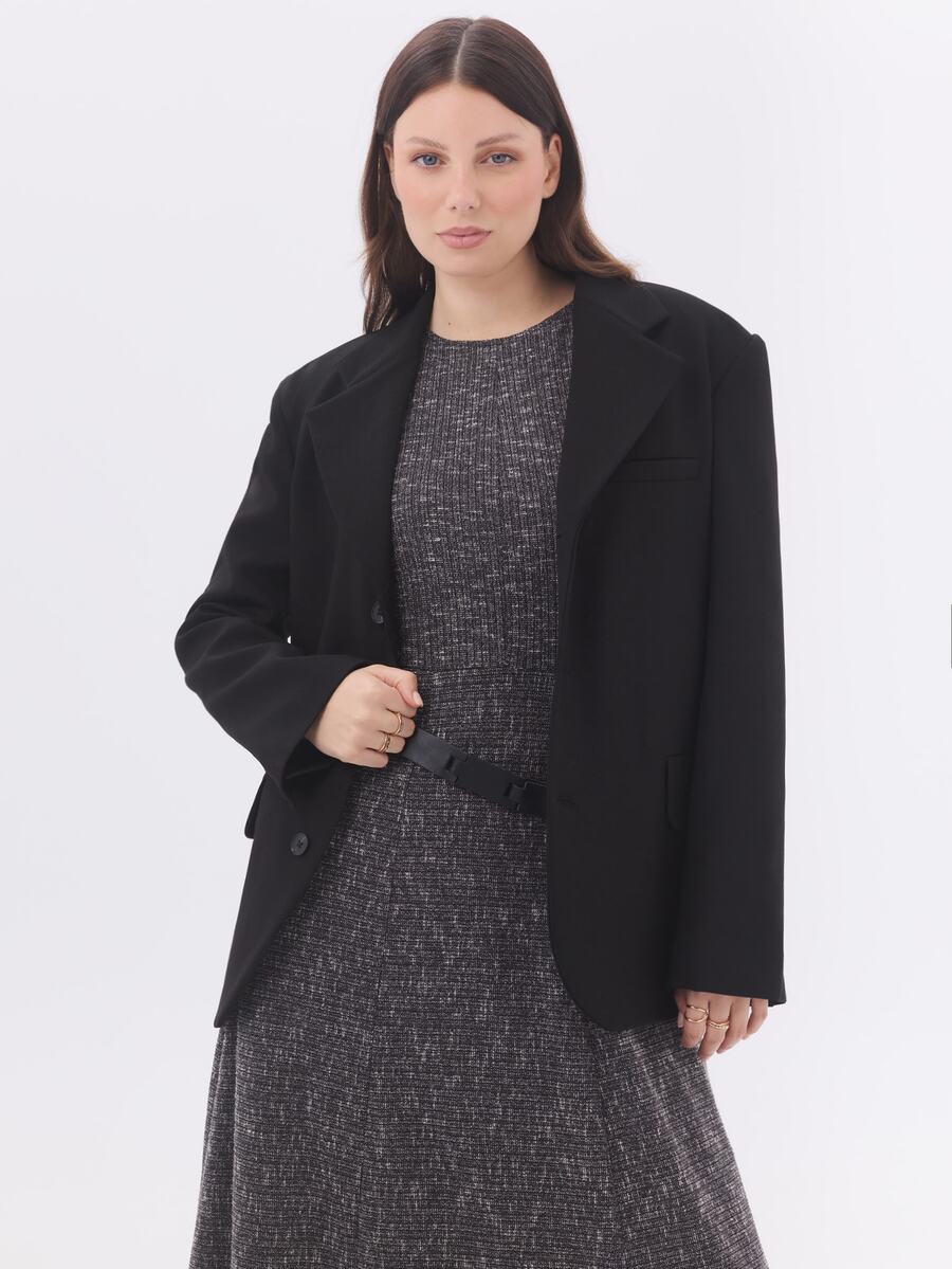 KÆRIA Hus Relaxed Single-Breasted Suit Blazer - Refined Tailoring - Black - Lined, Winter Layering, Workwear - Black - View 1