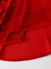 SHEIN 女童深酒紅色休閒純色洋裝 - 紅色 - 查看 8