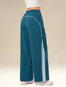 OutZeal Women Sports Pants Casual Gym Workout Lightweight Elastic Waist Straight Leg Pants - Teal Blue - View 6
