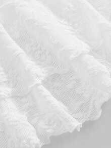 SHEIN Pitira 青少年女孩派對穿著 秋冬新款甜美蕾絲不對稱肩不對稱下擺短洋裝，晚禮服，儀式穿著 - 白色 - 查看 5