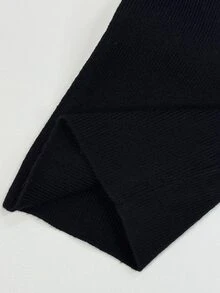SHEIN ICON Women's Solid Color Casual Daily Wear Knit Jumpsuit - Black - View 8