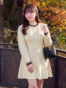 Bijouette Plus Size Women's Colorblock Casual Everyday Knit Dress - Apricot - View 1