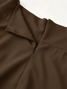 SHEIN Franclia 女款蝴蝶結腰部設計寬鬆大尺寸裙 - 咖啡棕 - 查看 5