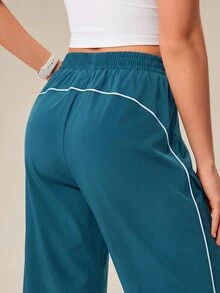 OutZeal Women Sports Pants Casual Gym Workout Lightweight Elastic Waist Straight Leg Pants - Teal Blue - View 9