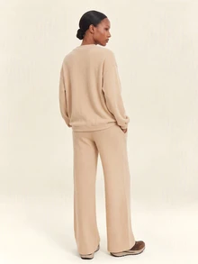 Zivah Women's Casual Faux Wool Knit 3 Pieces Sportswear Set - Apricot - View 2