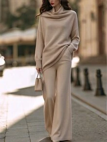 SHEIN Women Sweater Co-Ords - Khaki - View 1