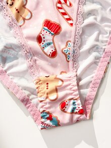 PetitDoll 5pcs Christmas Print Full Body Print Sweet & Cute Women's Triangle Panties - Multicolor - View 5
