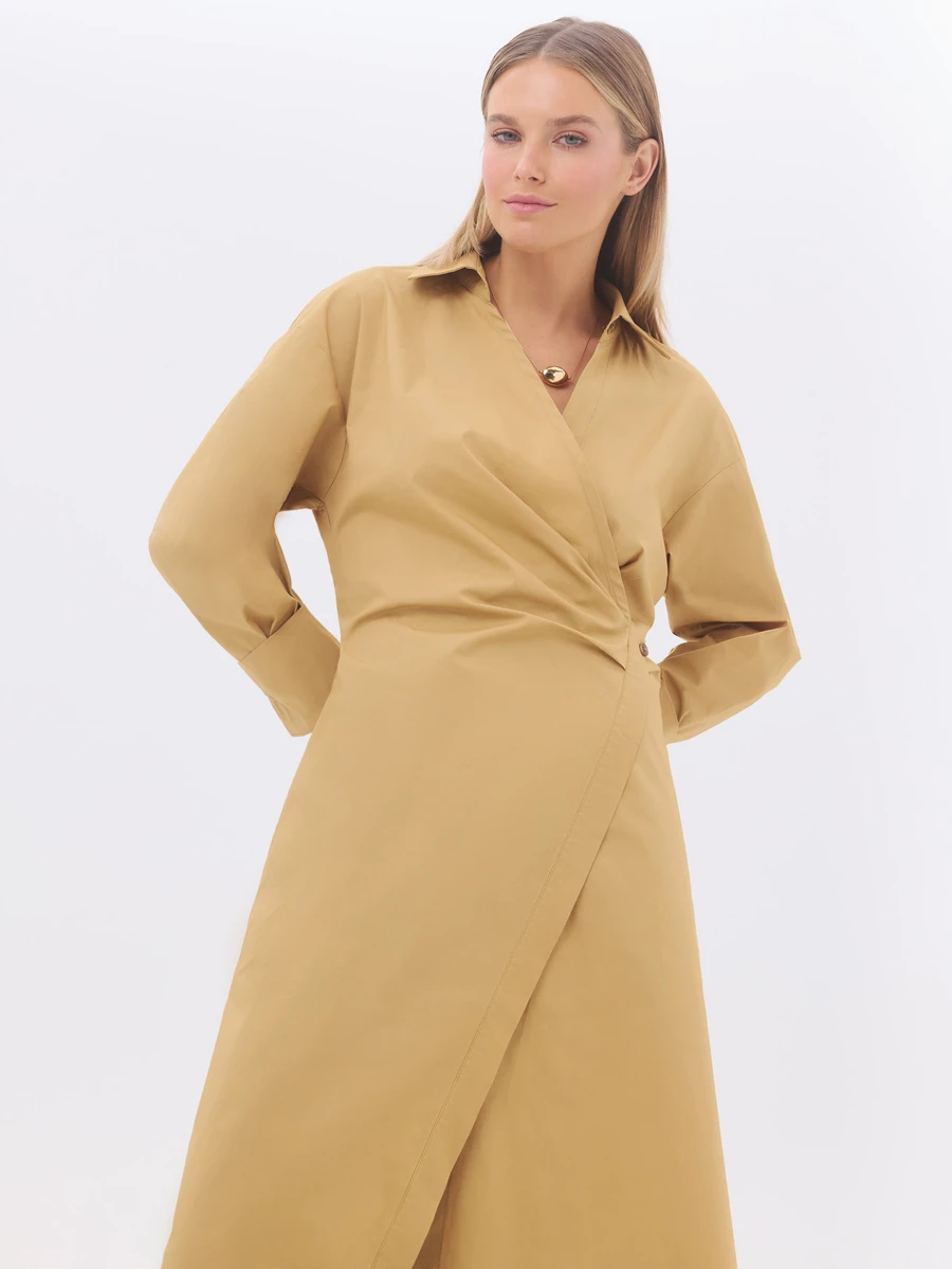 KÆRIA Hus Đầm quấn eo tôn dáng - Cotton co giãn cao cấp - Màu lạc đà - Phối lớp mùa đông, món đồ thiết yếu cho tủ đồ - màu nâu - Xem 1