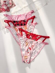 PetitDoll 5pcs Christmas Print Full Body Print Sweet & Cute Women's ...