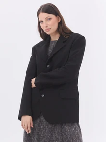 KÆRIA Hus Relaxed Single-Breasted Suit Blazer - Refined Tailoring - Black - Lined, Winter Layering, Workwear - Black - View 5