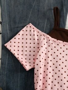 SHEIN 青少年女孩時尚休閒 2 合 1 街頭風 T 恤，適合打造時尚造型 - 粉色 - 查看 7