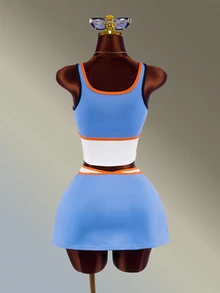 Amplova Women's Contrast Trim Fashion Slim Fit Sports Set - Blue - View 4