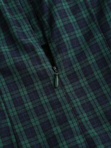 Sweetra 女款休閒時尚修身格紋露肩迷你洋裝 - 綠色 - 查看 5