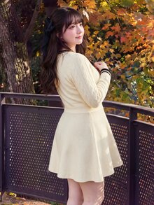 Bijouette Plus Size Women's Colorblock Casual Everyday Knit Dress - Apricot - View 2