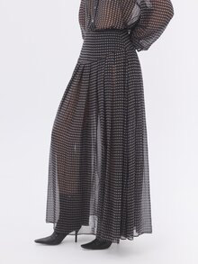 KÆRIA Hus Fluid Maxi Co-Ord Skirt - Sheer Chiffon - Black Foulard Paisley - Elegant, Occasionwear, Layering - Blue - View 3