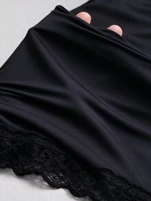 Sweetra Women's Plus Size Mermaid Tail Lace Patchwork Skirt, Suitable For Night Out, Holiday, Home, Daily, Birthday Party, Date - Black - View 5