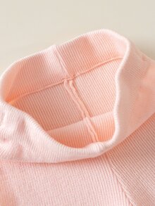 SHEIN 6個月至3歲女嬰圓領蝴蝶結裝飾針織毛衣＋寬腿褲2件套，柔軟針織春/秋季幼兒套裝 - 粉色 - 查看 8
