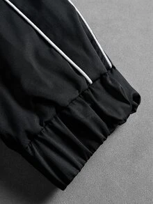 PAVTROS Men's Casual Zip-Up Drawstring Hooded Jacket, Short Streetwear Tech Windbreaker, Loose Fit Outerwear, Autumn/Winter - Black - View 6