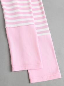 Sweetra Dam Sweatshirt Sweetro med ränder, kontrasterande spets och lång ärm - Rosa - Visa 6