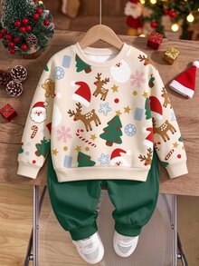 Infant Round Neck Casual Kids Kids Pullover Autumn Sweatshirt - Multicolor - View 3