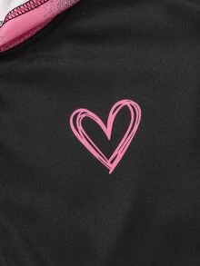 SHEIN 女童冬季連帽拉鍊外套，街頭風運動衫，保暖針織面料 - 彩色 - 查看 4