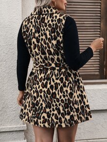 Elenzga Plus Size Women's Elegant Wool Blend Coat For Daily Commute - Multicolor - View 2