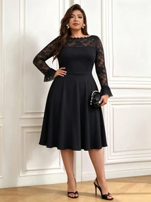 Femmeverse Plus Size Dresses - Black - View 3