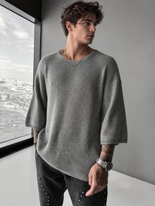 Manfinity Dauomo Men's Minimalist Versatile Casual Sweater For Daily Wear - Grey - View 1