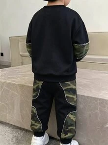 男童長袖圓領卡通圖案運動衫，適合秋冬穿著 - 彩色 - 查看 4