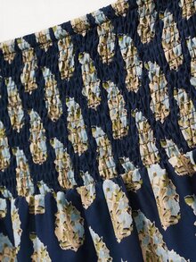 Nöista Dark Brown-Red Vintage Print Two Pieces Long Dress. - Blue - View 12