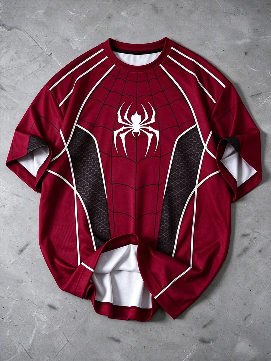 Gym Rark Men's Colorblock Spider Pattern Casual Daily Sports T-Shirt - Multicolor - View 1