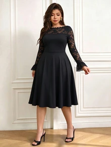 Femmeverse Plus Size Dresses - Black - View 5