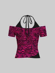 Attitoon Women's 2 In 1 Patchwork Casual Daily T-Shirt - Multicolor - View 8