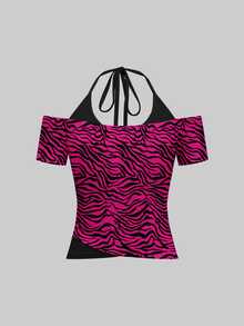 Attitoon Women's 2 In 1 Patchwork Casual Daily T-Shirt - Multicolor - View 7