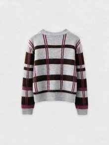 Nöista Women's Colorblock Round Neck Casual Versatile Daily Wear Sweater - Baby Blue - View 13