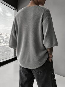 Manfinity Dauomo Men's Minimalist Versatile Casual Sweater For Daily Wear - Grey - View 3